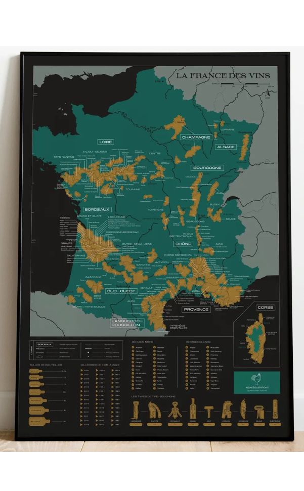 Carte à gratter : la France des vins